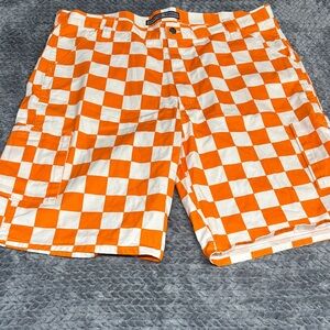 Checkerboard Orange & White Cargo Shorts